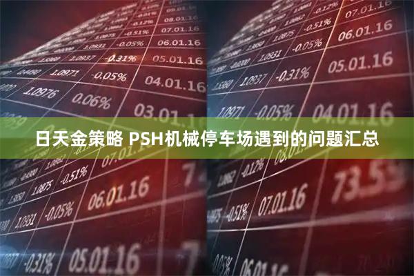日天金策略 PSH机械停车场遇到的问题汇总